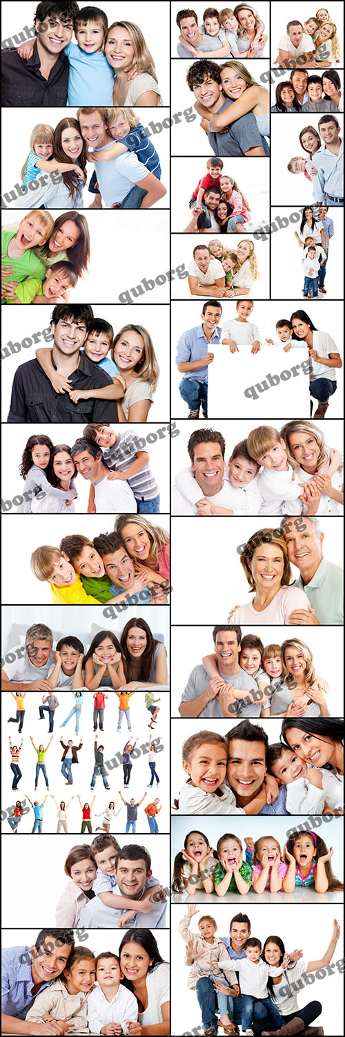 Stock Photos - Happy Smiling Families Isolated