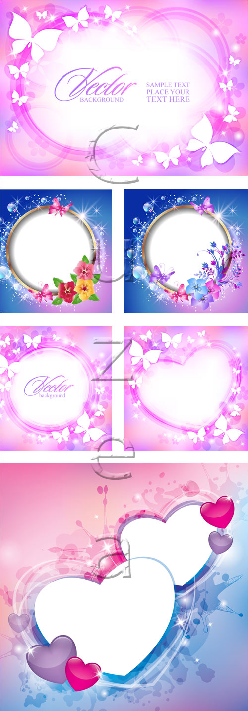 Shine frames with hearts - vector stock