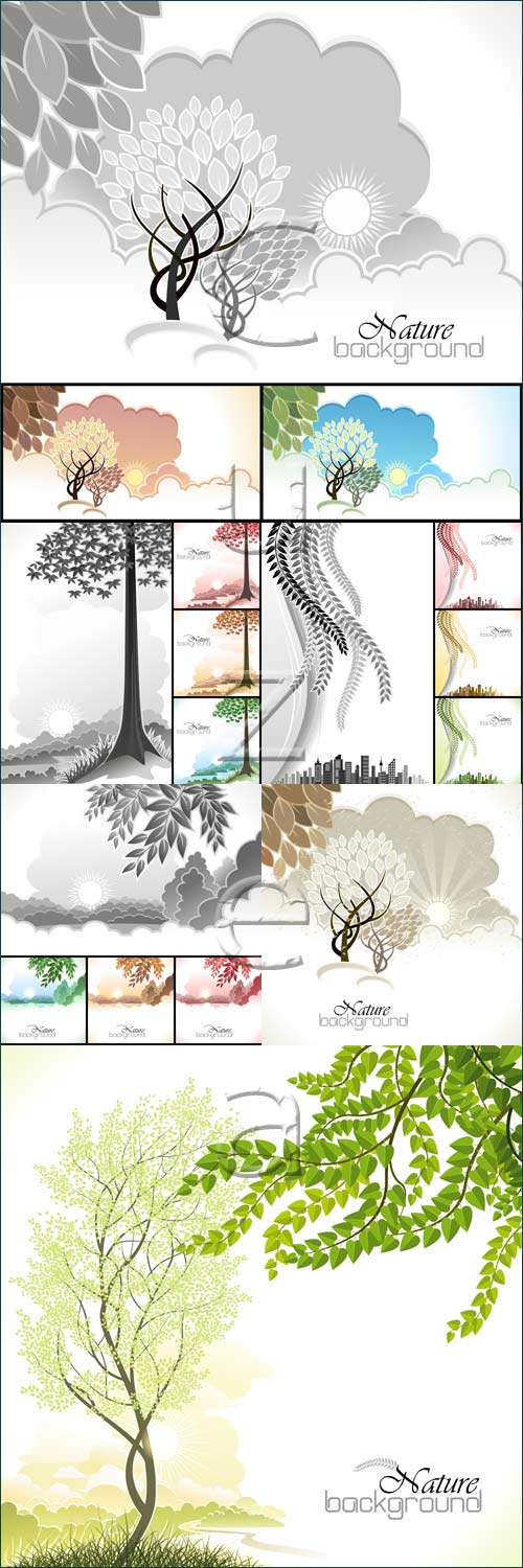 Backgrounds with tree - vector stock