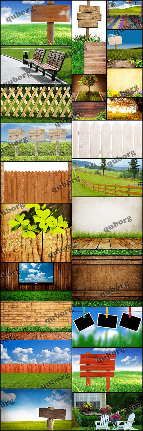 Stock Photos - Grass on Wood Floor Background