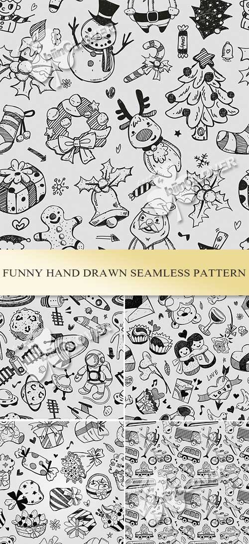 Funny hand drawn seamless pattern 0485