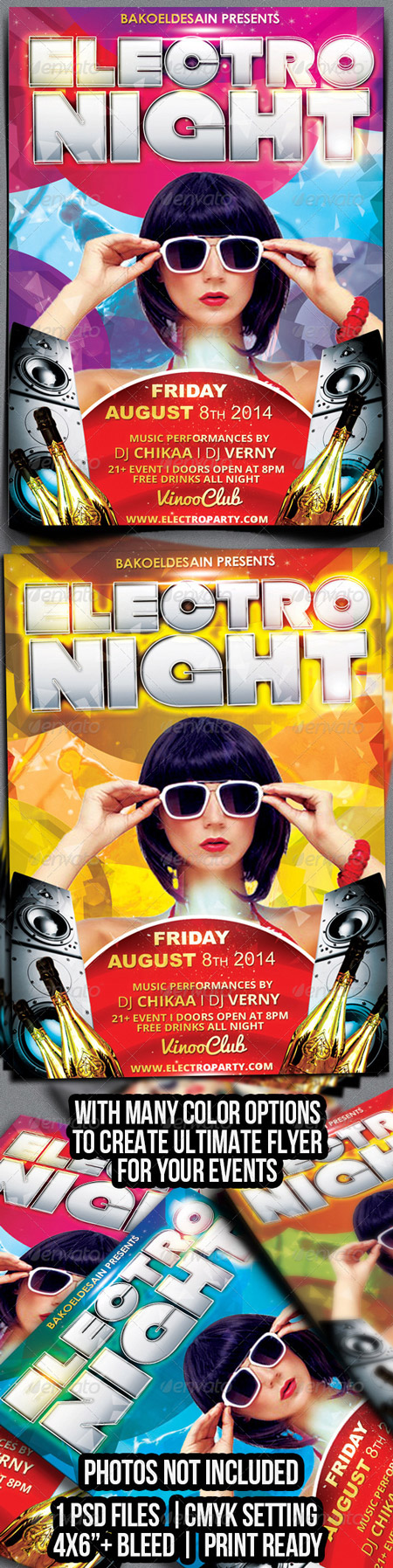 PSD - Electro Night Party Flyer 5342851