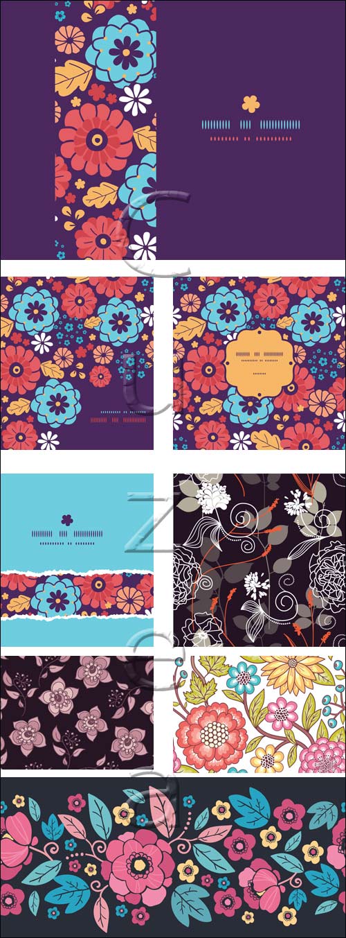 Floral backgrounds for invitations - vector stock