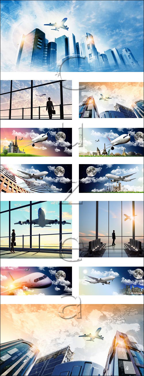 Plane collage stock photo