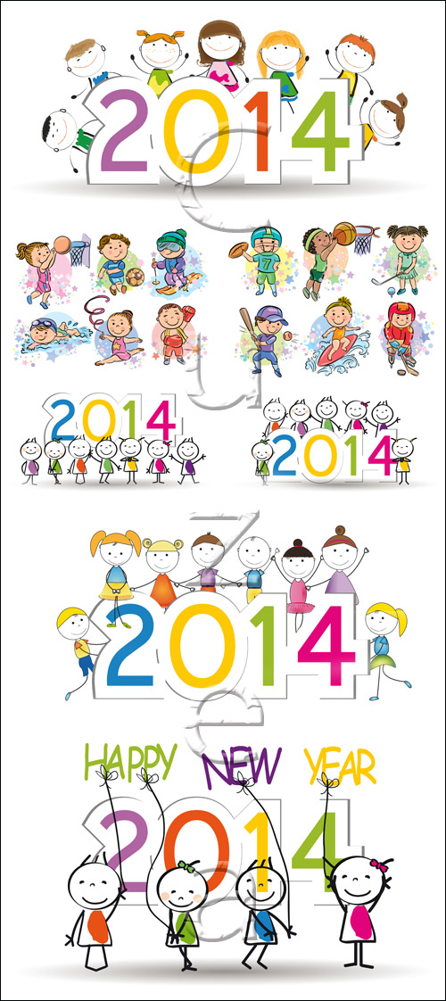 Child  and New Year2014 - vector stock
