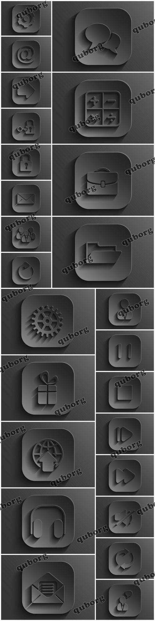 Stock Vector - Black Vector Buttons & Icons