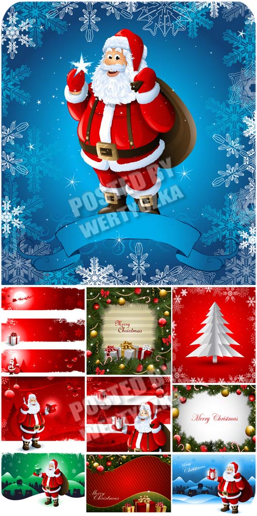      / Santa Claus and Christmas backgrounds - stock vector