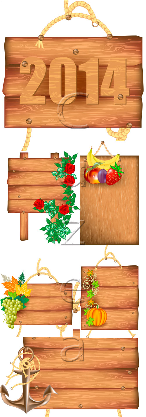 Wood banners 2014 - vector stock