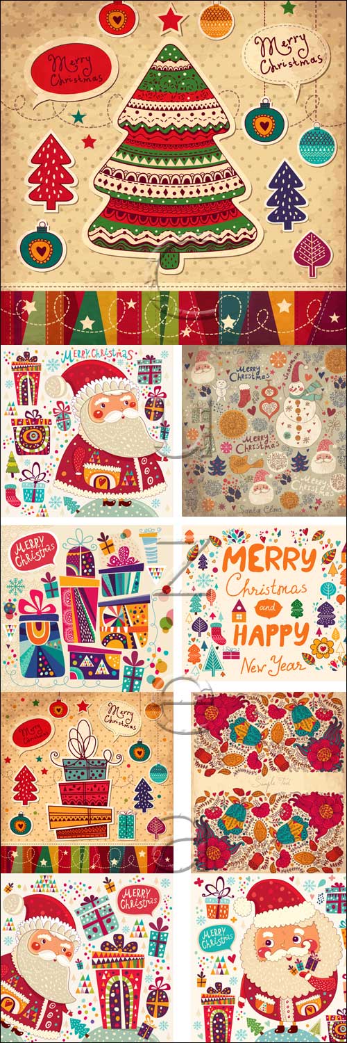 Merry christmas vintage vector elements