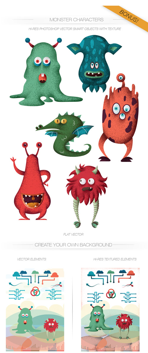 Monsters Vector Characters Set