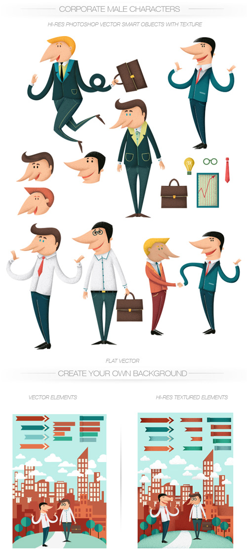 Corporate Male Vector Characters Set