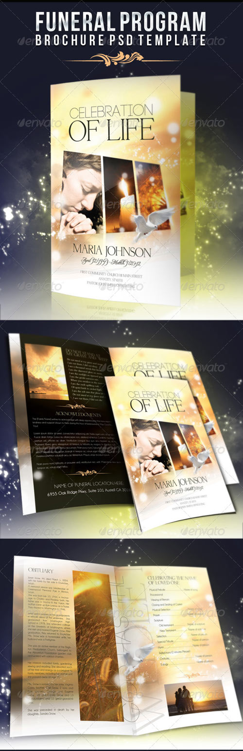 Celebration of life – Funeral Program Brochure Template