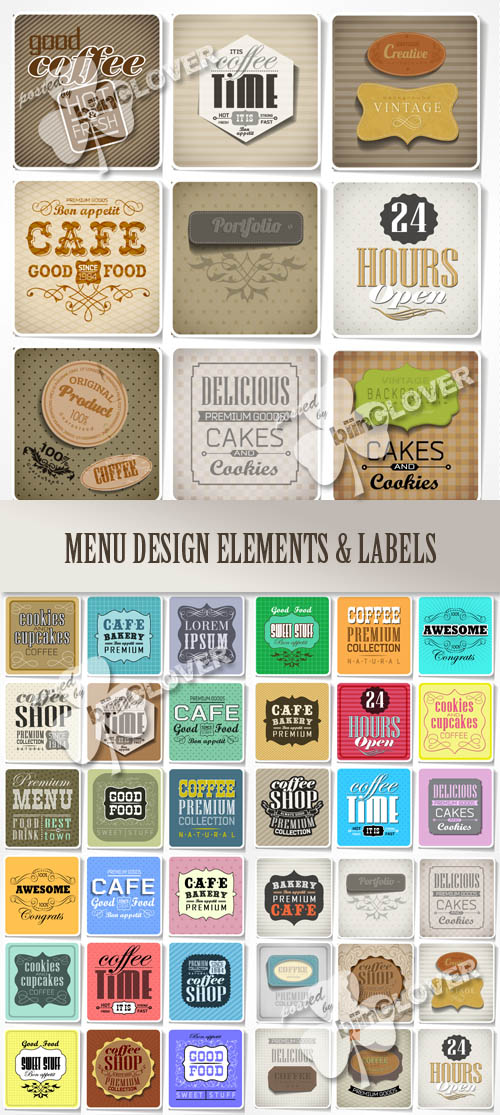 Menu design elements and labels 0496