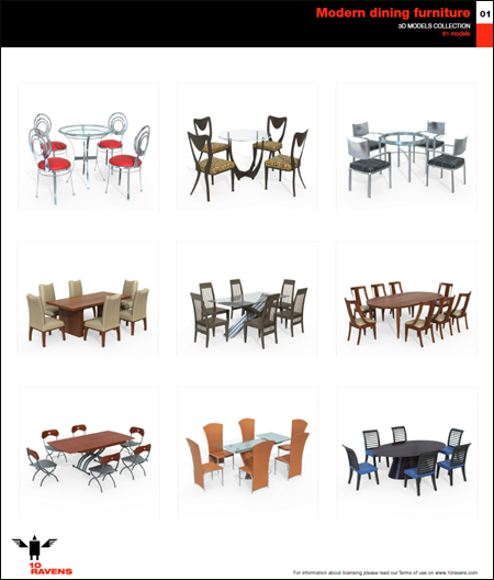 10ravens 3D Models collection O24 Modern dining furniture 01
