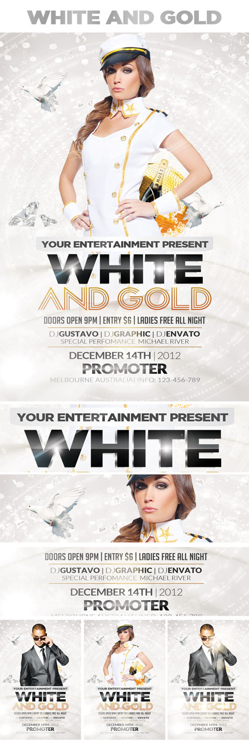 White and Gold Flyer Template PSD
