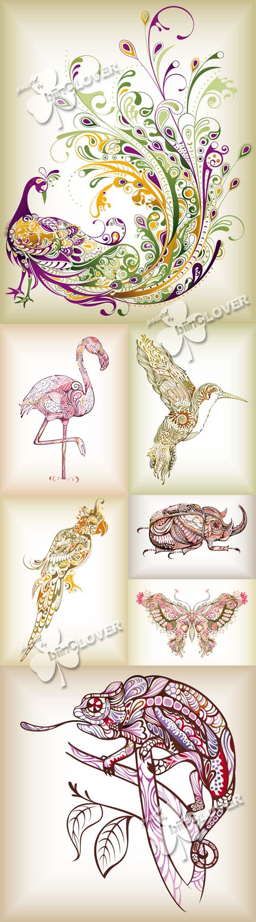 Decorative animals illustrations 0504