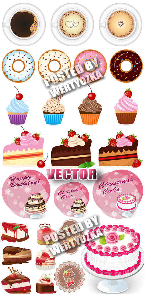    / Cakes and cupcakes - stock vector