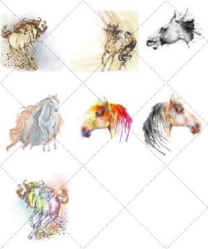     | Beautiful picturesque horse watercolor, 