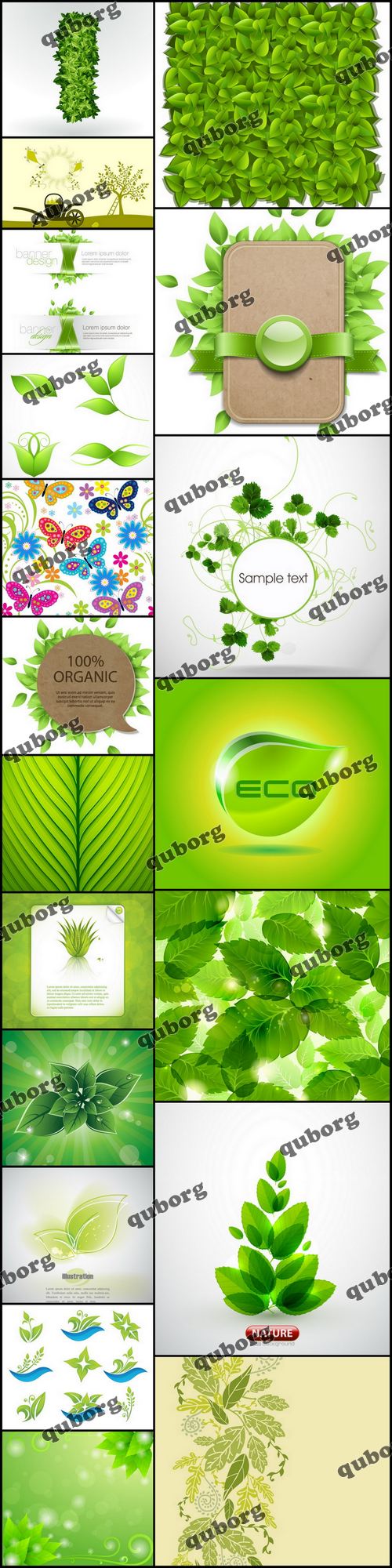 Stock Vector - Green Leaves Background 3