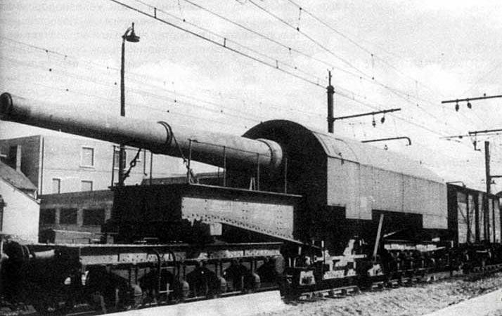 Пушки на железнодорожном транспортере. Французские 274-мм пушки М 1887/93 и М 1893/96