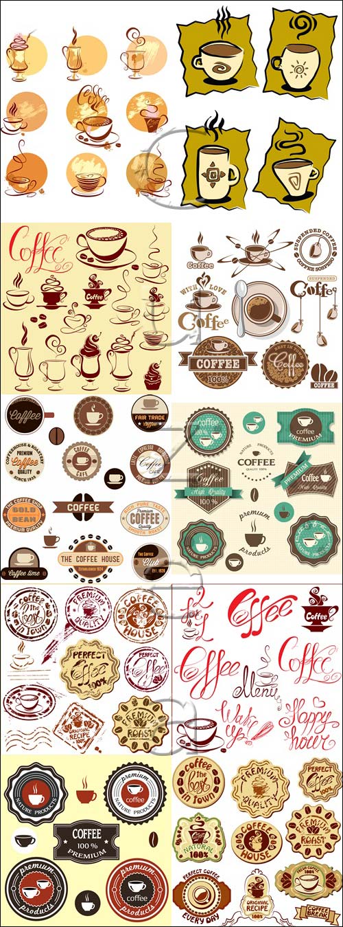 Coffee stickers and labels - vector stock, 6