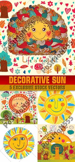     | Illustrations fun decorative sun, 