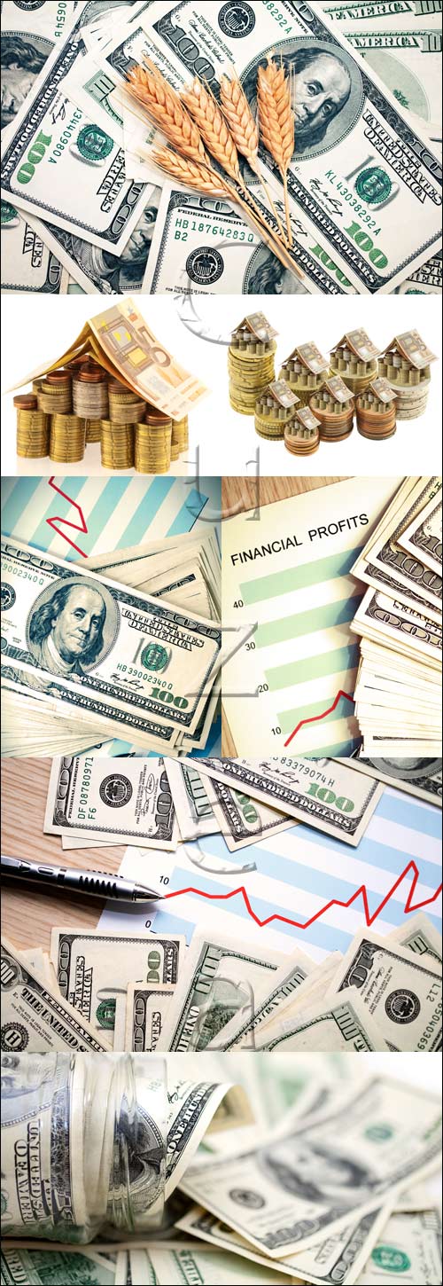 Money collage - stock photo