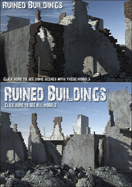[3DMax]   DEXSOFT-GAMES  Ruined Buildings model pack by Swen Johanson