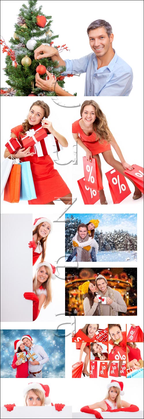 People at christmas time - stock photo