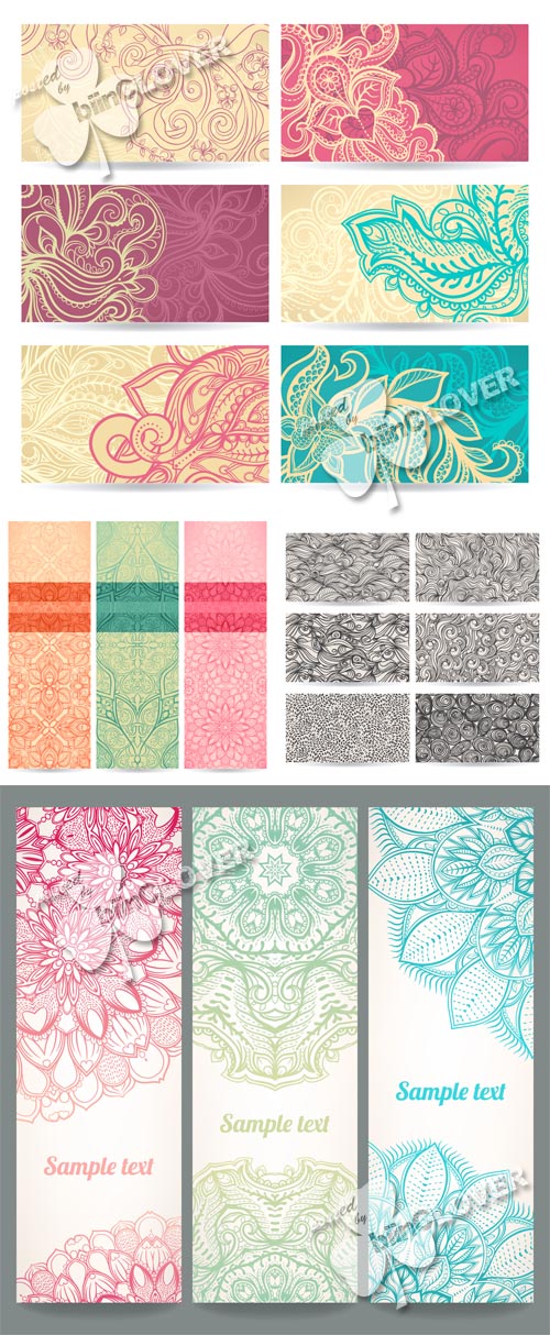 Set of floral abstract banners 0519