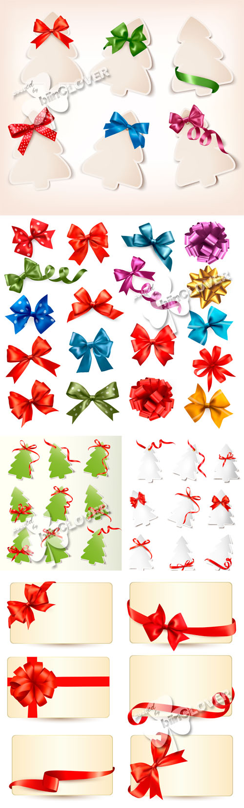 Christmas gift cards with ribbons and bows 0521