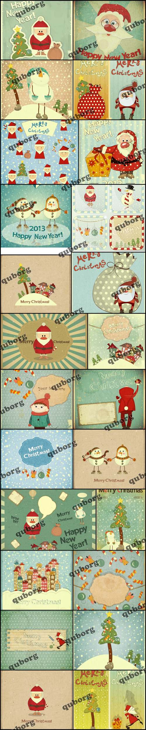 Stock Vector - Vintage Christmas and New Year Card
