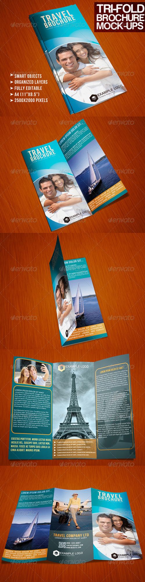 PSD - Photorealistic Tri-Fold A4 Brochure Mock-up