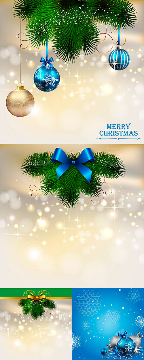 Chistmas backgrounds with fir branches and toys -       