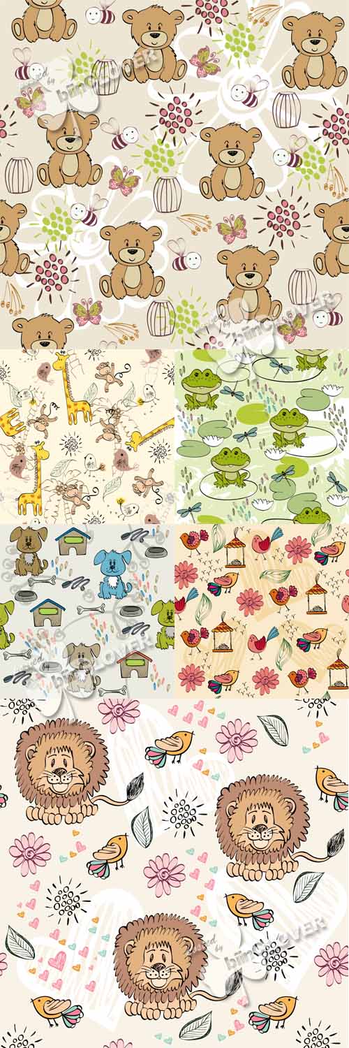 Seamless pattern with cartoon animals 0528