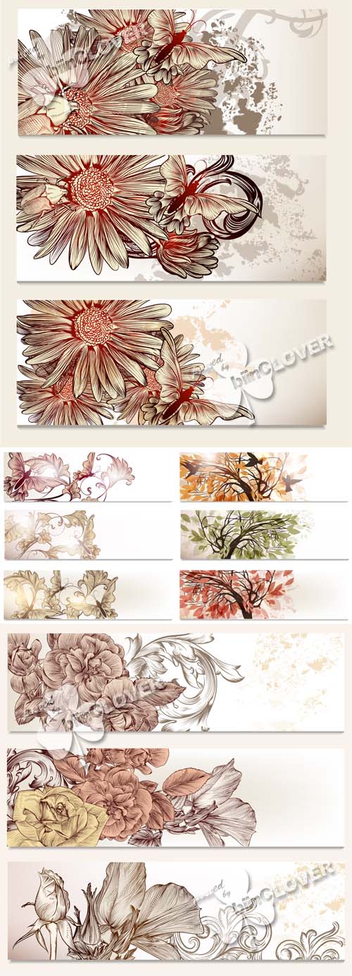 Banners with floral elements 0529