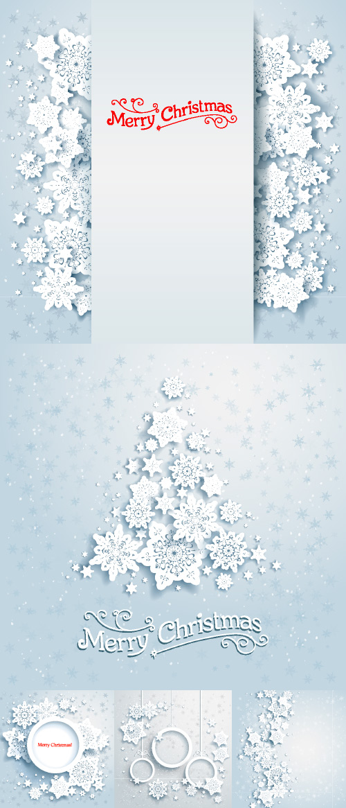 White Christmas tree and snowflakes -     