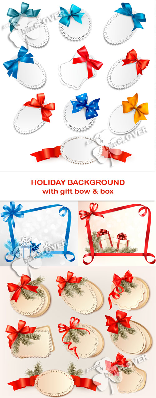 Holiday background with gift bow and box 0531