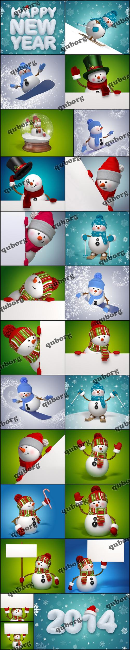 Stock Photos - 3D Snowman and Christmas
