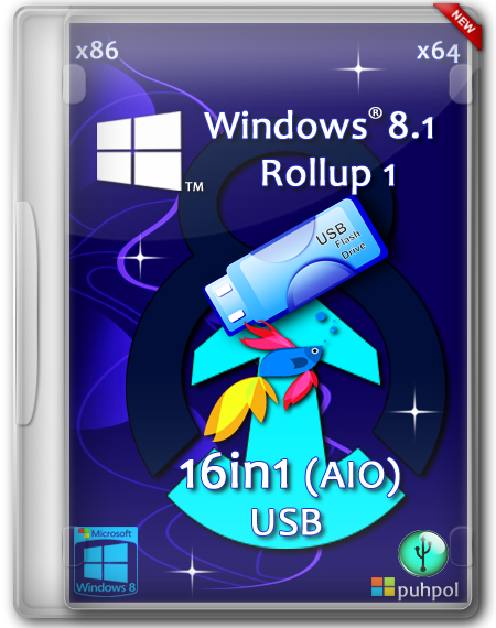 Windows 8.1 Rollup 1 AIO USB 16in1 by M0nkrus/Puhpol (x86/x64/RUS/ENG)