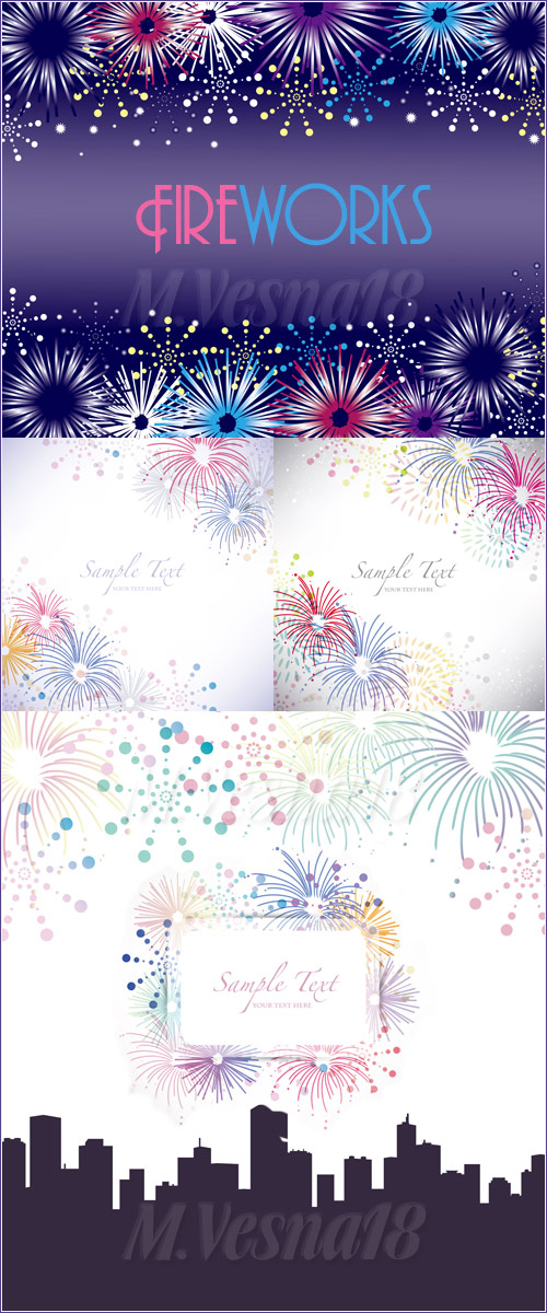 .   .   / Fireworks. Backgrounds and frames. Vector clipart