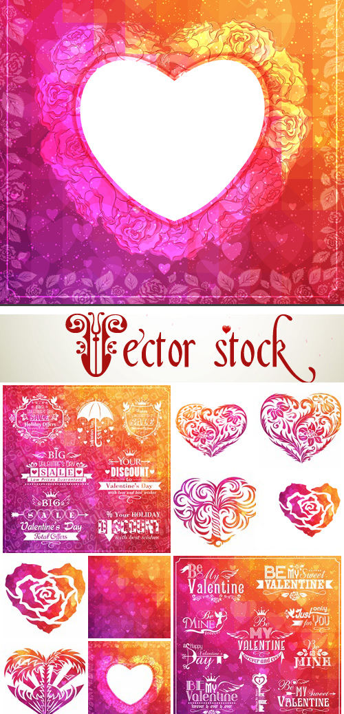 Vector collection for Valentines Day, 14 February, part 5