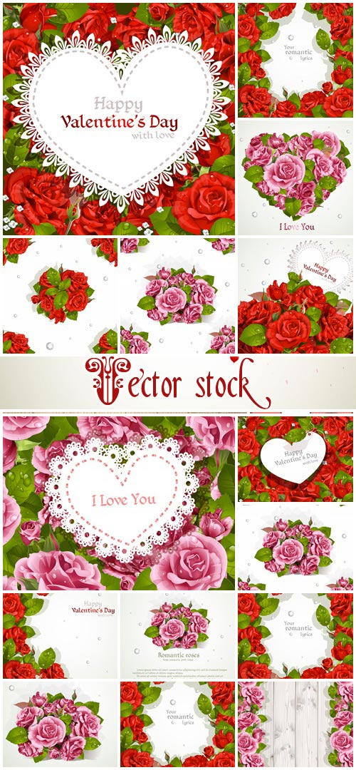 Vector roses for Valentines day - vector stock
