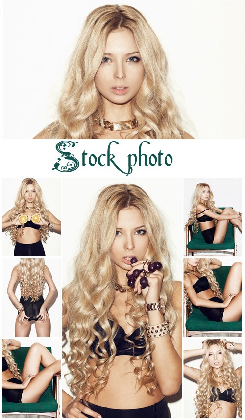 Young blondie woman, 14 - stock photo