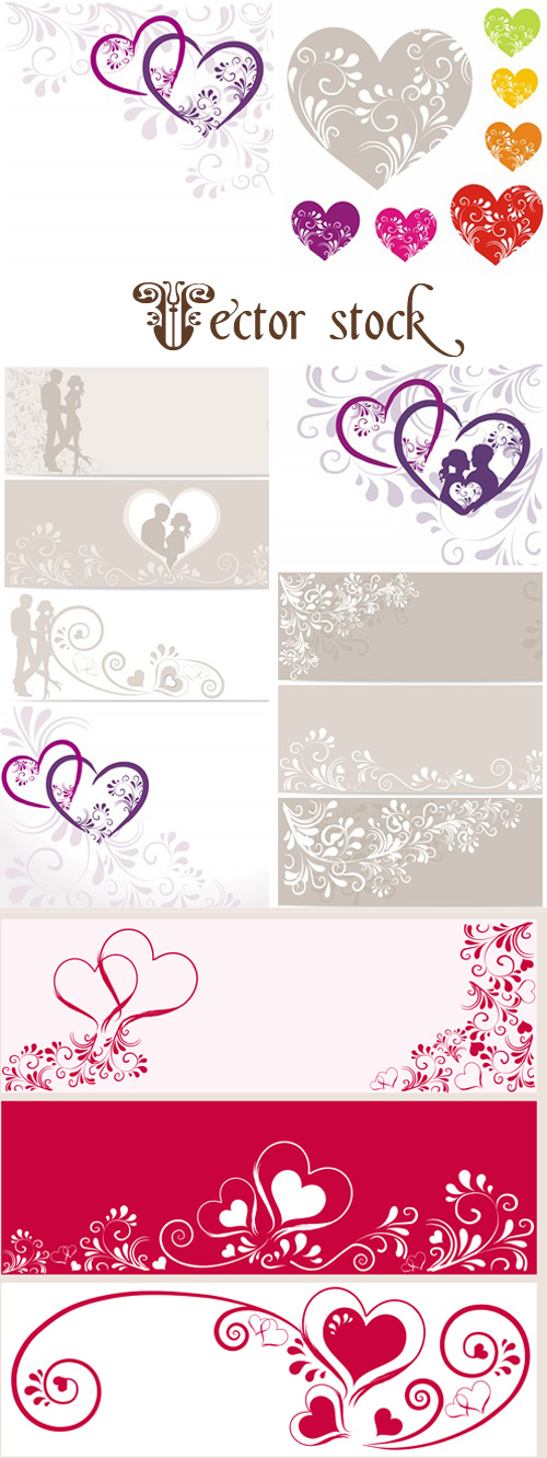Romantic vintage backgrounds with hearts - vector stock