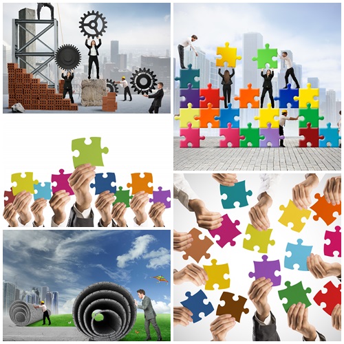 Business creative collage - stock photo