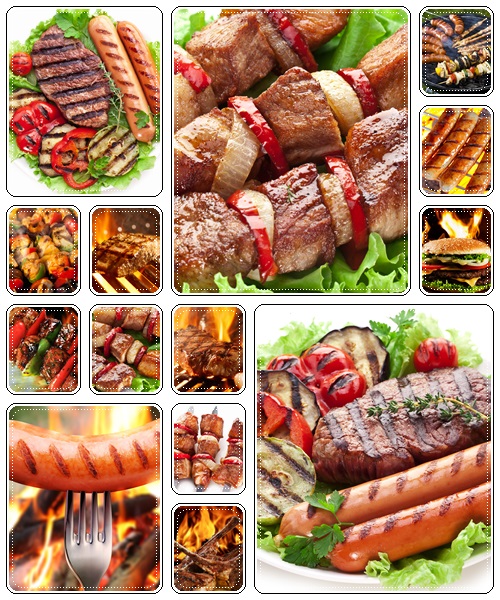 Meat on grill - stock photo