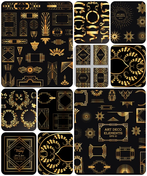 Gold Vintage frames and design elements - vector stock