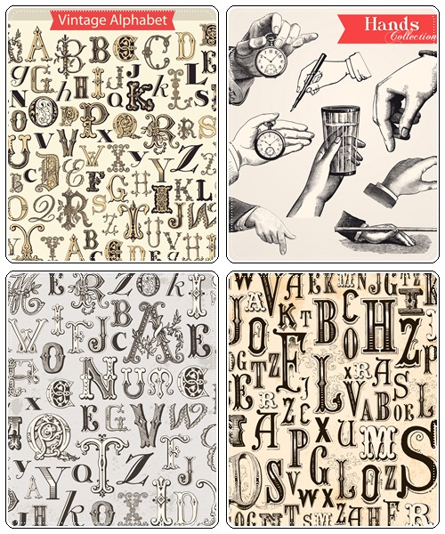 Vintage Alphabet background - vector stock