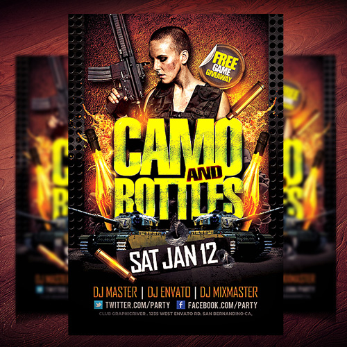 PSD Template - Camo and Bottles Flyer 